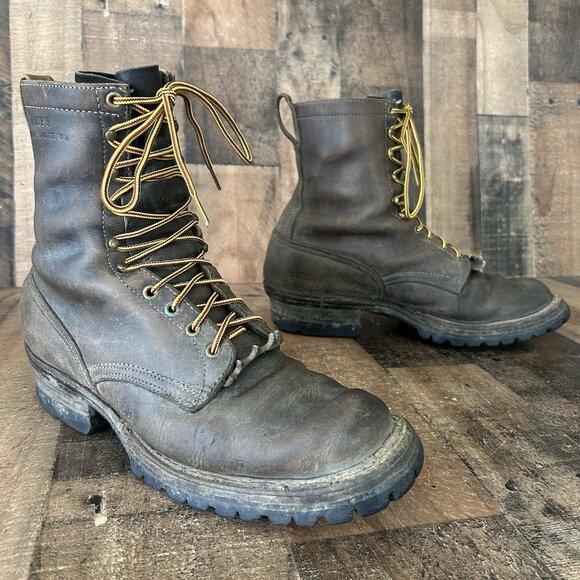 Whites Vintage Handmade Logger Packer Plain Toe Work Boots Mens 12.5 D - Picture 2 of 12